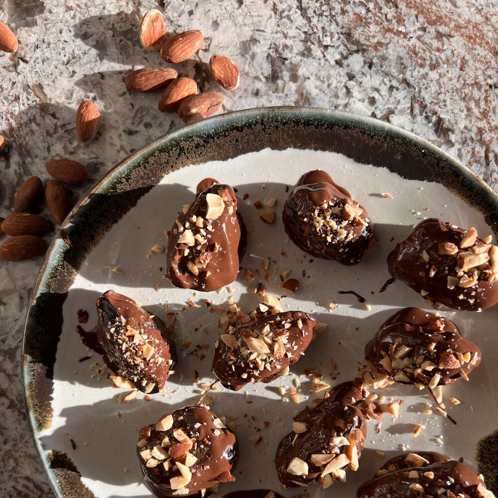 Chocolate Covered Medjool Dates with Almond